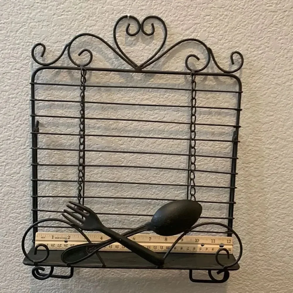 Metal Fork Spoon Wall Kitchen Cook Book Holder Ball And Chain Page Dividers